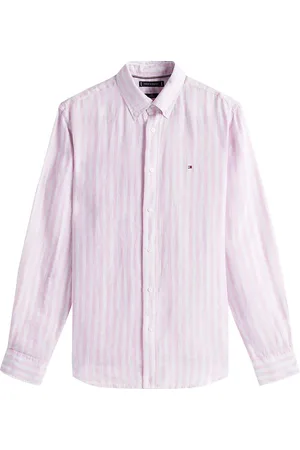 Tommy Hilfiger Heren, Overhemden, Roze, Maat: L Linnen