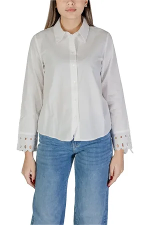 JACQUELINE DE YONG Dames, Blouses & Shirts, Wit, Maat: L Katoen