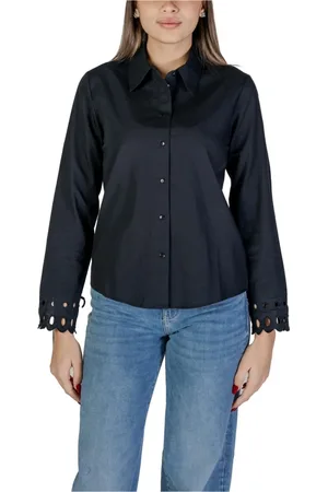 JACQUELINE DE YONG Dames, Blouses & Shirts, Zwart, Maat: S Katoen