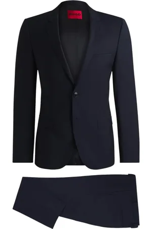 HUGO BOSS Heren, Pakken, Blauw, Maat: L Wol