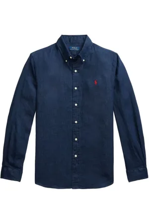 Ralph Lauren Heren, Overhemden, Blauw, Maat: S Linnen