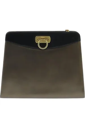 Salvatore Ferragamo Dames, Pre-owned, Bruin, Maat: ONE Size Leer