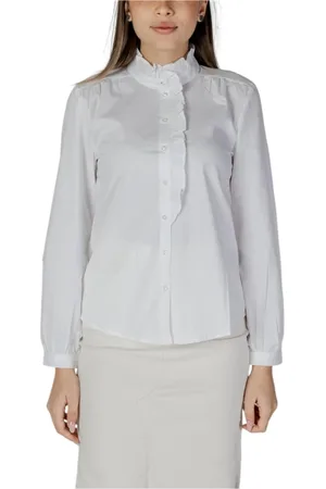 JACQUELINE DE YONG Dames, Blouses & Shirts, Wit, Maat: S Katoen