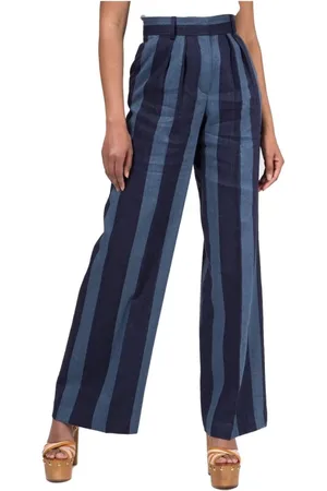 Tommy Hilfiger Dames, Broeken, Blauw, Maat: M Linnen