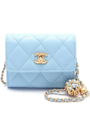 CHANEL Dames, Pre-owned, Blauw, Maat: ONE Size Leer