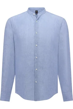 Boggi Milano Heren, Overhemden, Blauw, Maat: 3XL Linnen