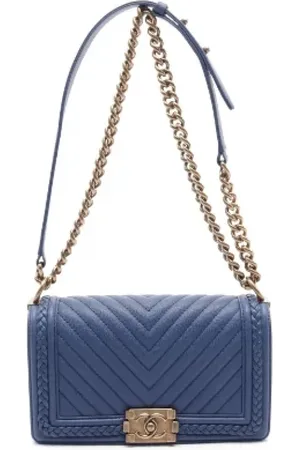 CHANEL Dames, Pre-owned, Blauw, Maat: ONE Size Leer