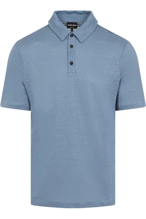 Giorgio Armani Heren, Tops, Blauw, Maat: S Linnen