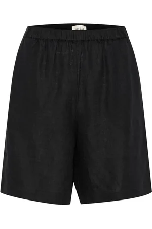 Soaked in Luxury Dames, Korte broeken, Zwart, Maat: XL Linnen