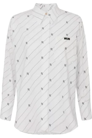 Elisabetta Franchi Dames, Blouses & Shirts, Wit, Maat: L Katoen