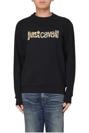 Roberto Cavalli Heren, Sweatshirts & Hoodies, Zwart, Maat: M Katoen
