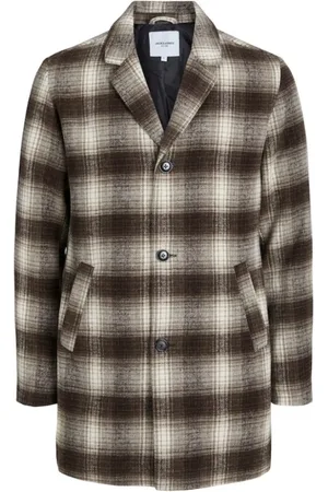 JACK & JONES Heren, Mantels, Bruin, Maat: L Wol