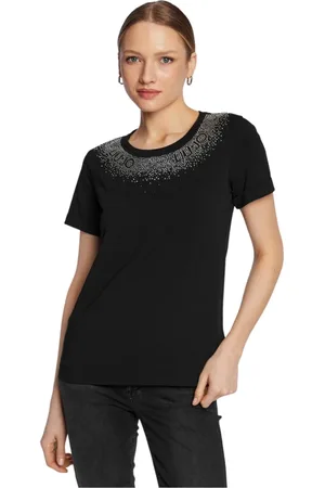 Liu Jo Dames, Tops, Zwart, Maat: 2XS Katoen