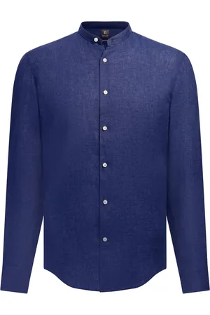 Boggi Milano Heren, Overhemden, Blauw, Maat: 3XL Linnen