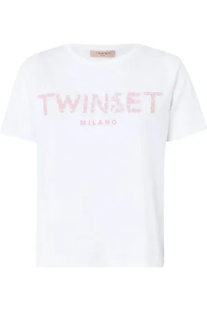 Twin-Set Dames, Tops, Wit, Maat: L Katoen