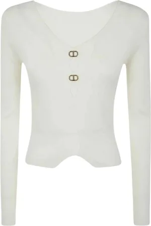 Twin-Set Dames, Truien, Wit, Maat: L Viscose
