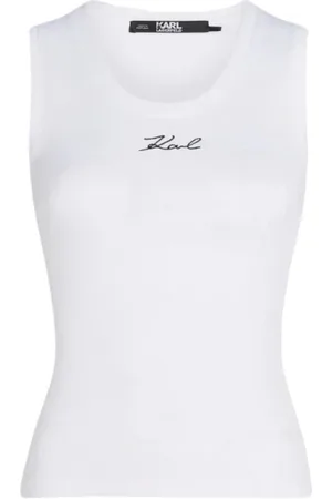 Karl Lagerfeld Dames, Tops, Wit, Maat: L Katoen