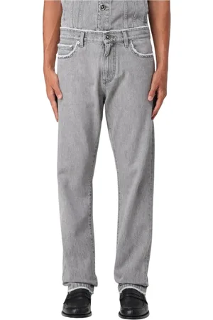 VERSACE Heren, Jeans, Grijs, Maat: W33 Katoen