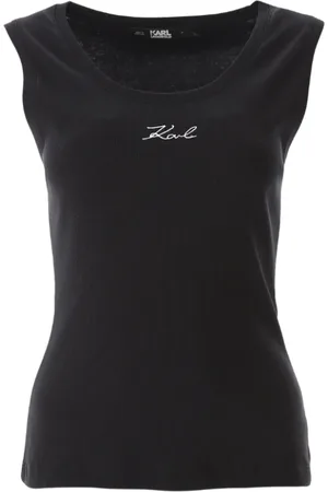 Karl Lagerfeld Dames, Tops, Zwart, Maat: S Katoen