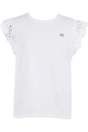 Twin-Set Dames, Tops, Wit, Maat: 2XS Katoen