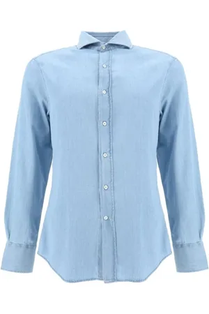 Brunello Cucinelli Heren, Overhemden, Blauw, Maat: S Denim