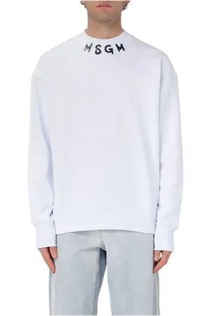 Msgm Heren, Sweatshirts & Hoodies, Wit, Maat: M Katoen