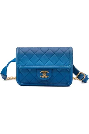 CHANEL Dames, Pre-owned, Blauw, Maat: ONE Size Leer