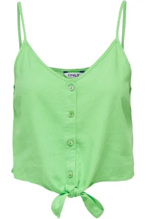 ONLY Dames, Tops, Groen, Maat: L Linnen