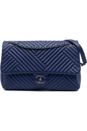 CHANEL Dames, Pre-owned, Blauw, Maat: ONE Size Leer