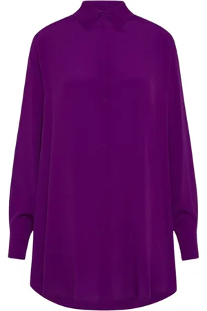 MOMONÍ Dames, Blouses & Shirts, Paars, Maat: S Zijde