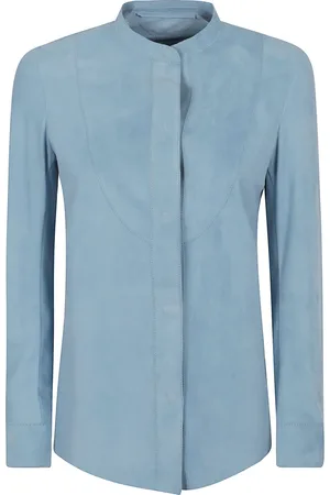 SALVATORE SANTORO Dames, Blouses & Shirts, Blauw, Maat: XS Leer