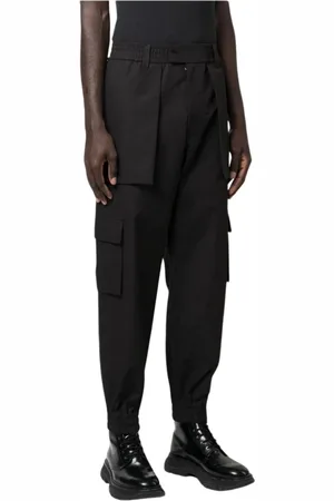 Alexander McQueen Heren, Broeken, Zwart, Maat: M Katoen