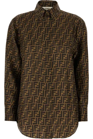Fendi Dames, Blouses & Shirts, Bruin, Maat: M Zijde