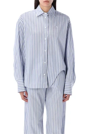 The Attico Dames, Blouses & Shirts, Blauw, Maat: S Katoen