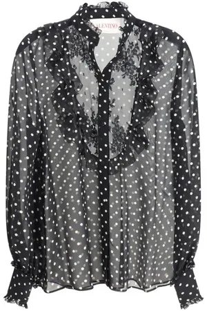 VALENTINO Dames, Blouses & Shirts, Zwart, Maat: L Zijde