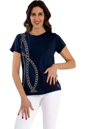 Liu Jo Dames, Tops, Blauw, Maat: 2XS Katoen