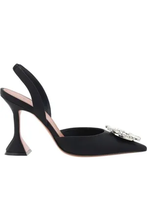 Amina Muaddi Dames, Schoenen, Zwart, Maat: 39 EU Satijn