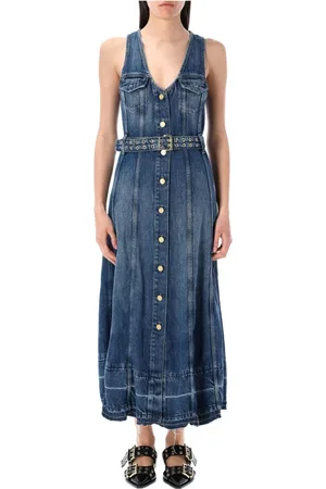 Ganni Dames, Jurken, Blauw, Maat: S Denim