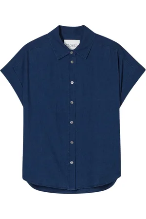 Closed Dames, Blouses & Shirts, Blauw, Maat: M Katoen