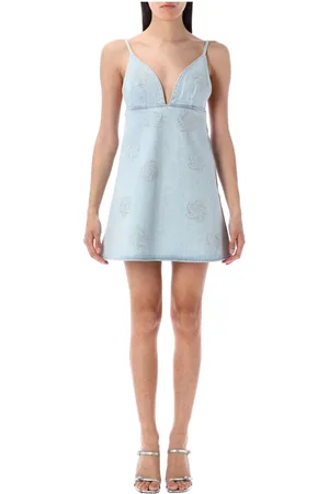 ROTATE Dames, Jurken, Blauw, Maat: S Denim