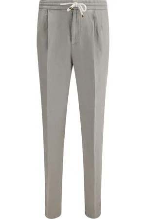 Brunello Cucinelli Heren, Broeken, Grijs, Maat: 3XL Linnen