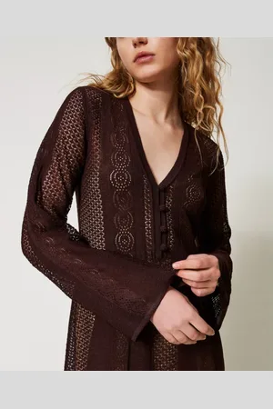 Twin-Set Dames, Jurken, Bruin, Maat: S Viscose