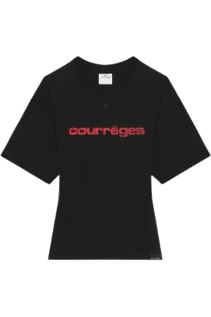 Courrèges Dames, Tops, Zwart, Maat: M Katoen