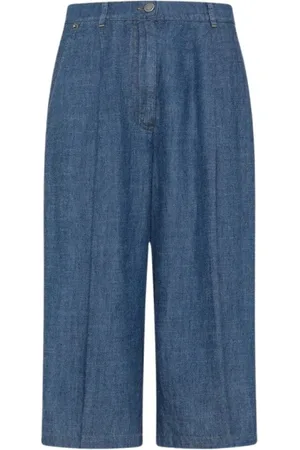 MOMONÍ Dames, Korte broeken, Blauw, Maat: 2XS Linnen
