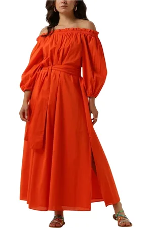 NOTRE-V Dames, Jurken, Oranje, Maat: S Denim