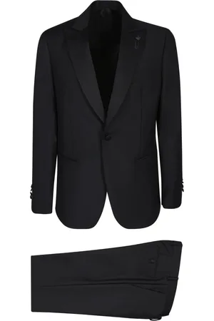 LARDINI Heren, Pakken, Zwart, Maat: L Wol