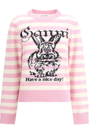 Ganni Dames, Truien, Roze, Maat: L Wol