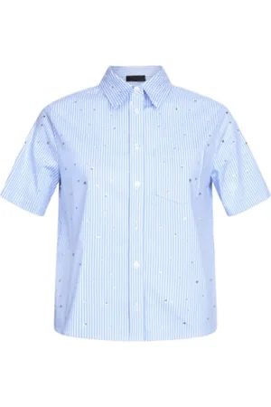 Liu Jo Dames, Blouses & Shirts, Blauw, Maat: M Katoen
