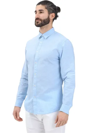SELECTED Heren, Overhemden, Blauw, Maat: XL Linnen