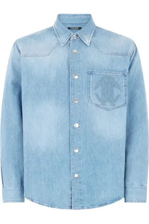 Roberto Cavalli Heren, Overhemden, Blauw, Maat: M Denim